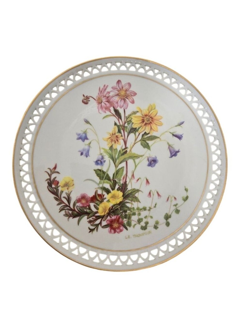 Bing & Grondahl July 86 Country Garden Calendar Reticulated Plate Linda Thompson